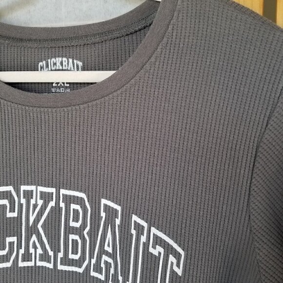 Men's Fan Joy Waffle Texture Long Sleeve T-Shirt Gray Clickbait Size 2XL - Picture 7 of 7